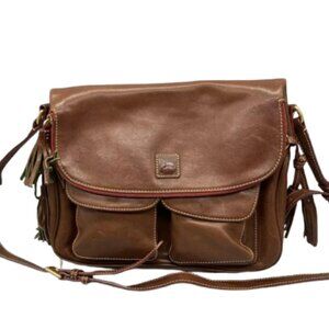 Dooney & Bourke Florentine Leather Collection Satchel Bag Flap Saddle Brown